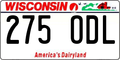 WI license plate 275ODL