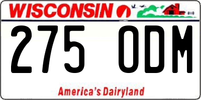 WI license plate 275ODM