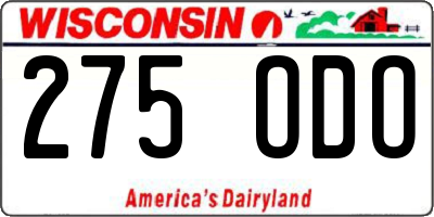 WI license plate 275ODO