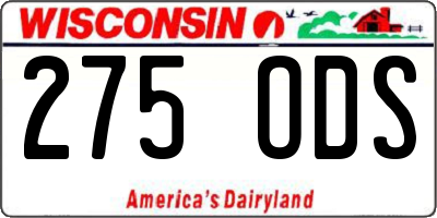 WI license plate 275ODS