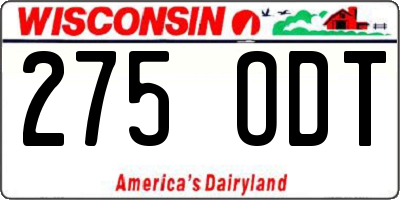 WI license plate 275ODT