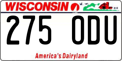 WI license plate 275ODU