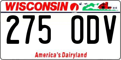 WI license plate 275ODV