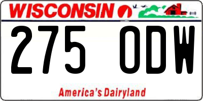 WI license plate 275ODW