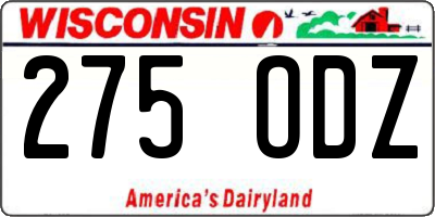 WI license plate 275ODZ