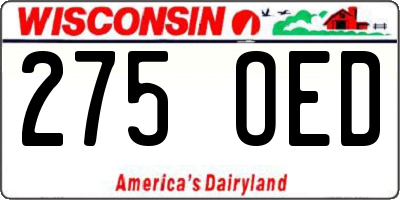 WI license plate 275OED