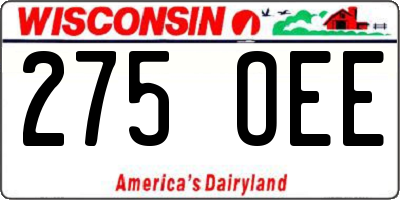 WI license plate 275OEE