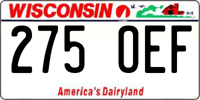 WI license plate 275OEF