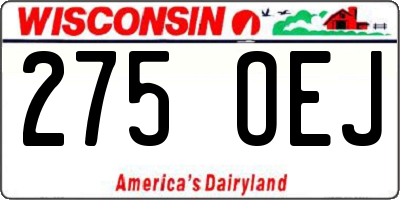 WI license plate 275OEJ