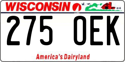 WI license plate 275OEK