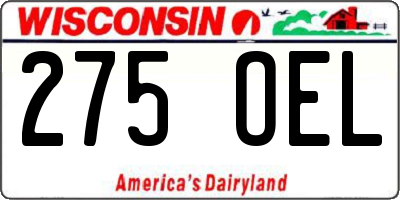 WI license plate 275OEL