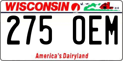 WI license plate 275OEM