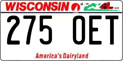WI license plate 275OET