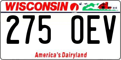 WI license plate 275OEV