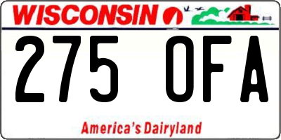WI license plate 275OFA