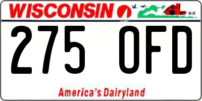 WI license plate 275OFD