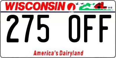 WI license plate 275OFF