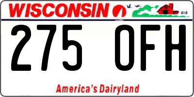 WI license plate 275OFH
