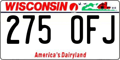 WI license plate 275OFJ