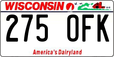 WI license plate 275OFK