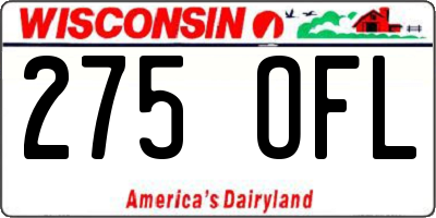 WI license plate 275OFL