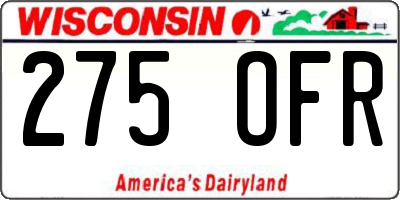 WI license plate 275OFR