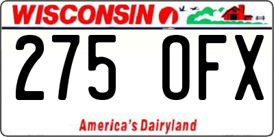 WI license plate 275OFX