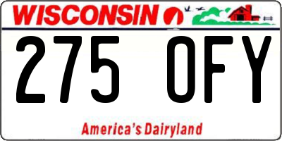 WI license plate 275OFY
