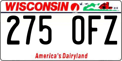WI license plate 275OFZ
