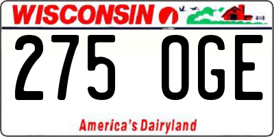 WI license plate 275OGE