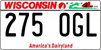 WI license plate 275OGL