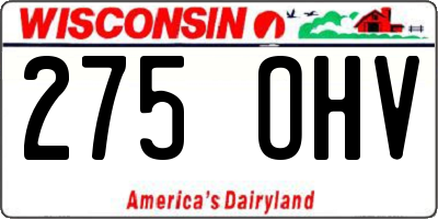 WI license plate 275OHV