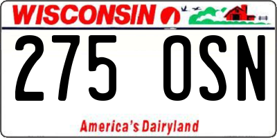 WI license plate 275OSN