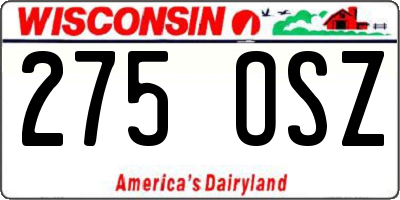 WI license plate 275OSZ
