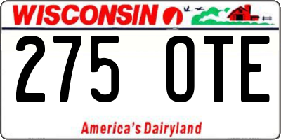 WI license plate 275OTE