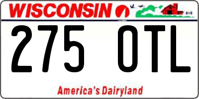 WI license plate 275OTL