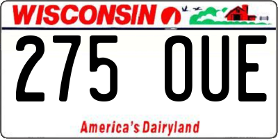 WI license plate 275OUE