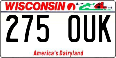 WI license plate 275OUK