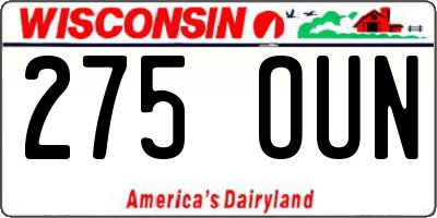 WI license plate 275OUN