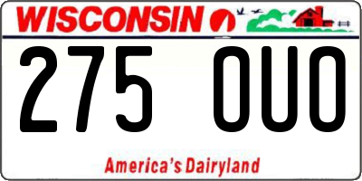 WI license plate 275OUO