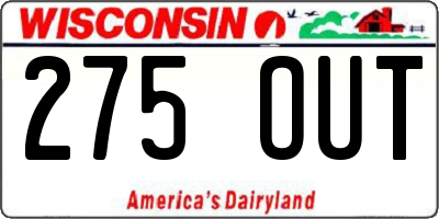 WI license plate 275OUT