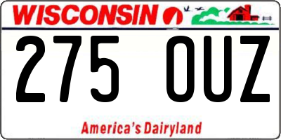 WI license plate 275OUZ