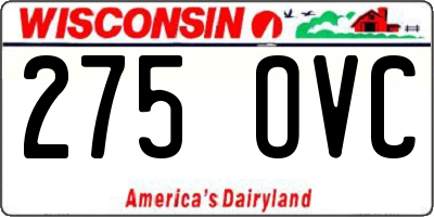 WI license plate 275OVC