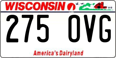 WI license plate 275OVG