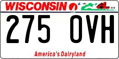 WI license plate 275OVH
