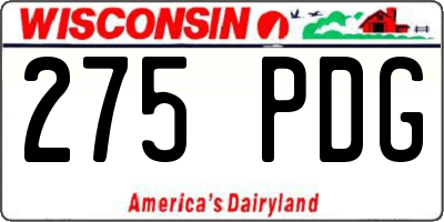WI license plate 275PDG