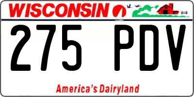 WI license plate 275PDV