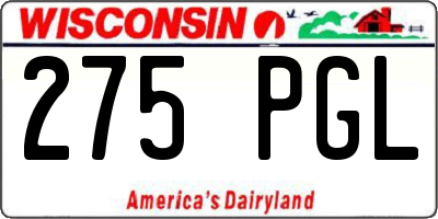 WI license plate 275PGL