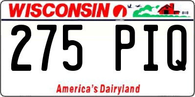 WI license plate 275PIQ