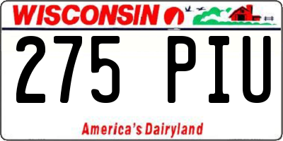 WI license plate 275PIU